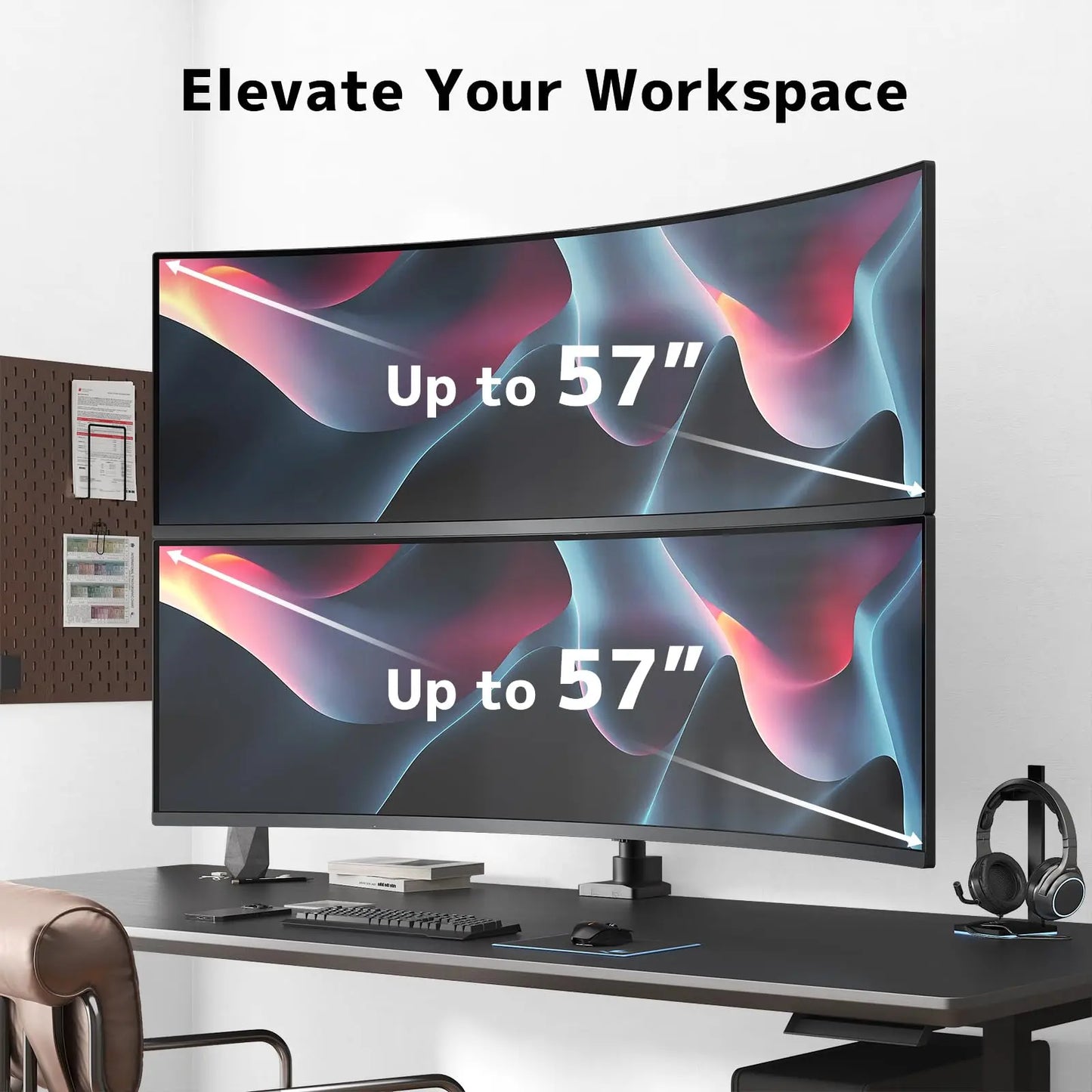 PUTORSEN Monitor Halterung 2 Monitore für 17 bis 57 Zoll Bildschirme bis 20 kg pro Arm PUTORSEN