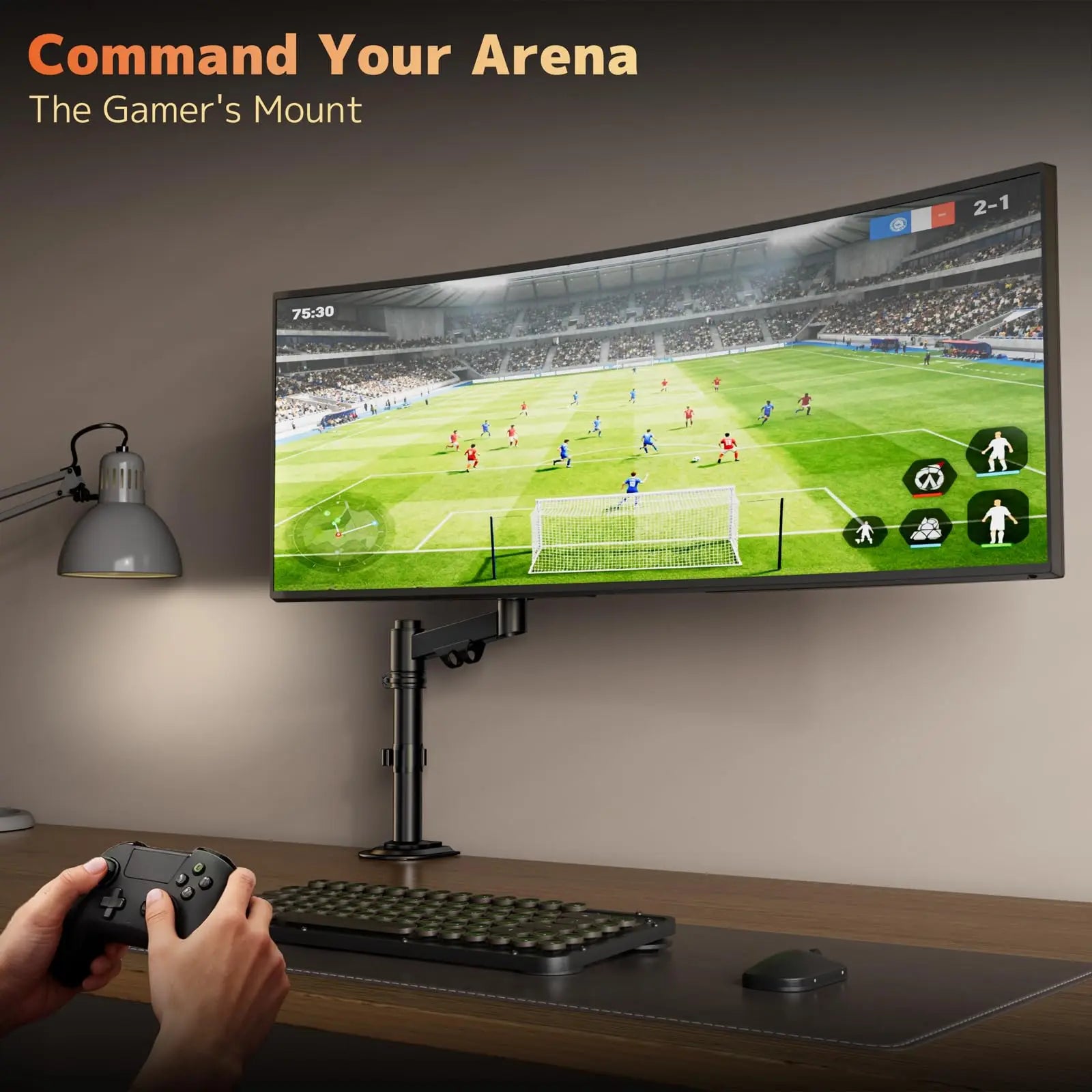 PUTORSEN Monitor Mount for 17-40 Inch Monitors, Supports 2-12 kg, Adjustable Ergonomic Gas Spring Monitor Arm, VESA 75/100mm PUTORSEN