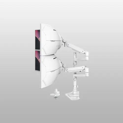 PUTORSEN Monitor Mount for 2 Monitors Stacked, for 17-57 Inch Screens up to 20 kg per Arm, Vertical/Parallel Monitor Stand, Extra Long Desk Mount PUTORSEN