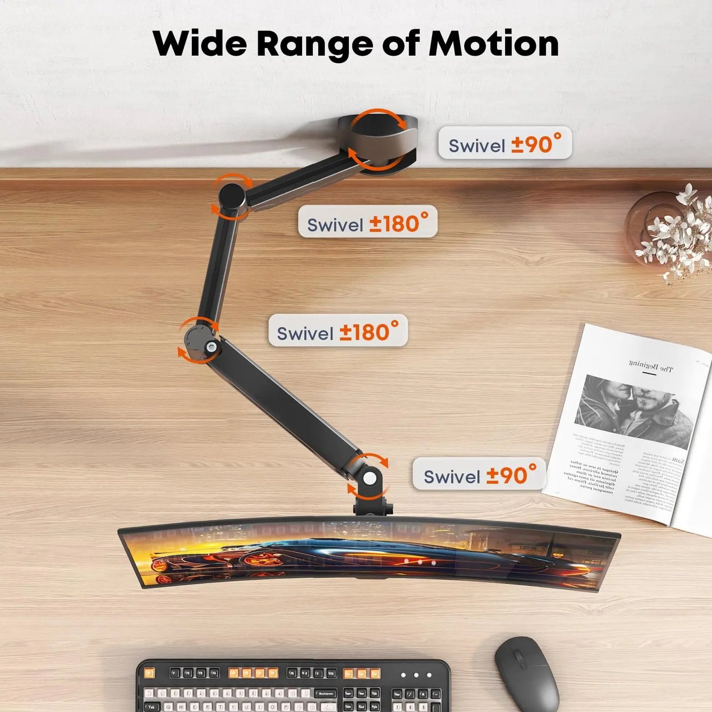 PUTORSEN Monitor Mount for 2 Monitors Stacked, for 17-57 Inch Screens up to 20 kg per Arm, Vertical/Parallel Monitor Stand, Extra Long Desk Mount PUTORSEN