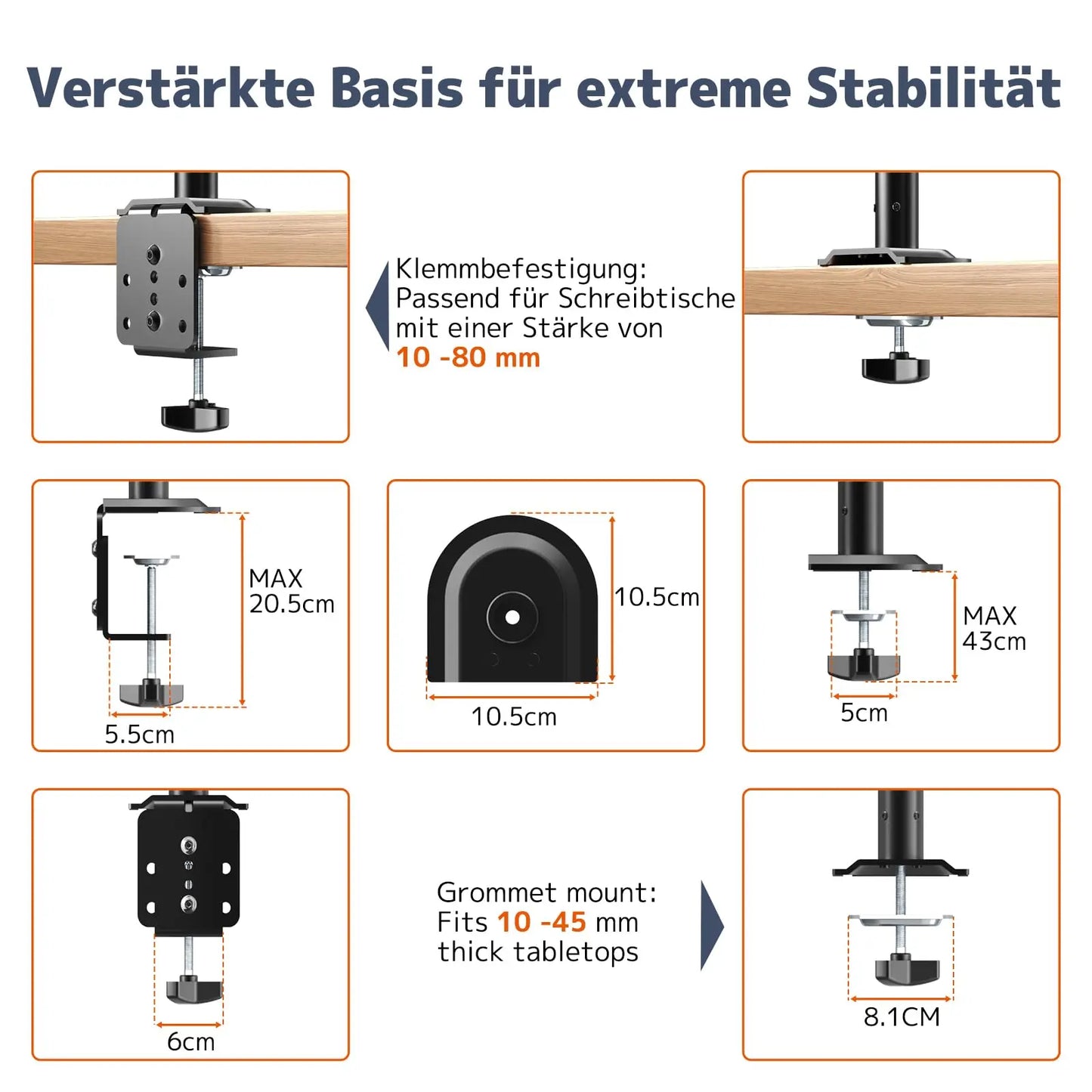 PUTORSEN Monitor Mount with Laptop Arm for 17-35 Inch LCD LED Screen up to 17 Inch Notebook, Monitor Laptop Mount Desk with Bracket, Max Load 12 kg PUTORSEN