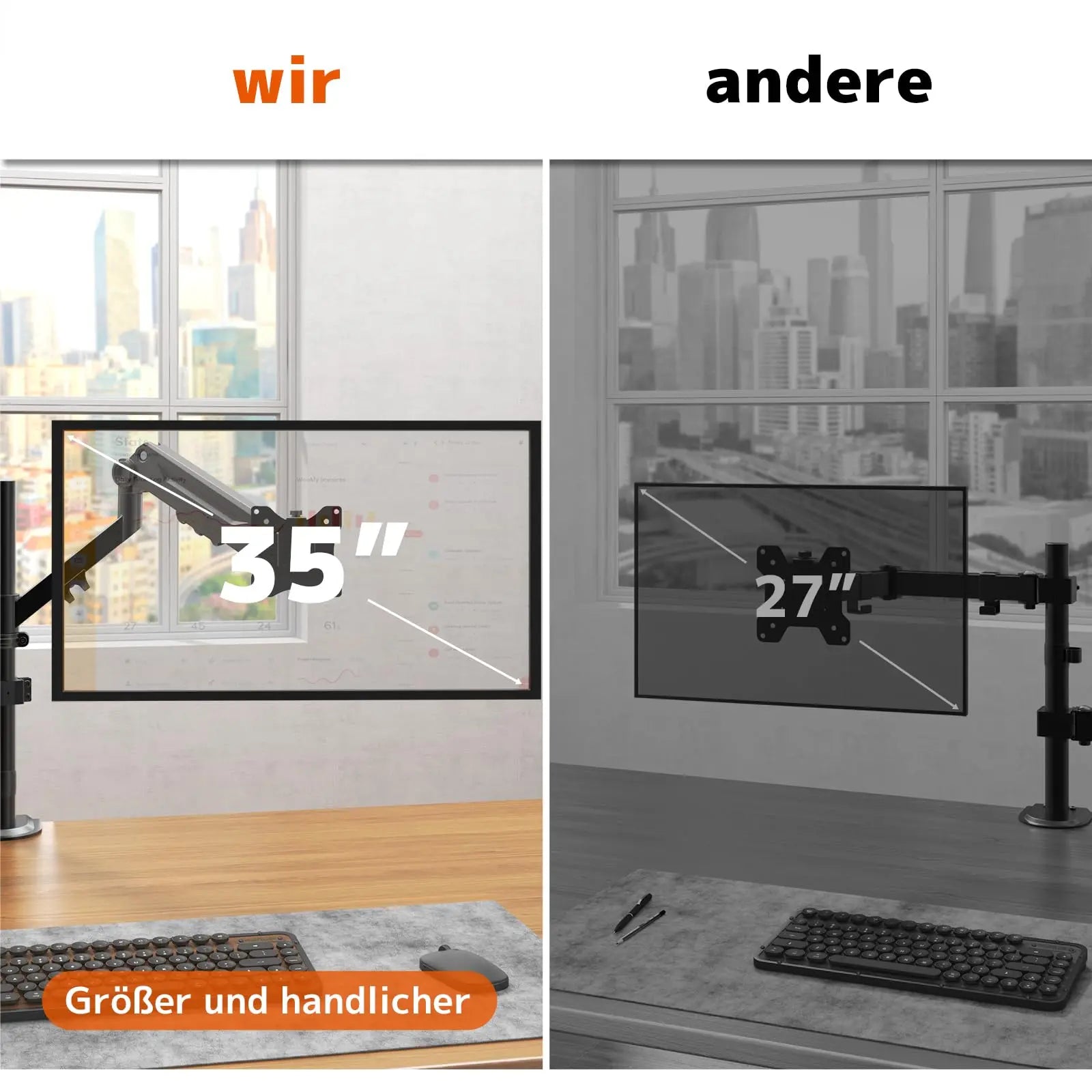PUTORSEN Monitor Mount with Laptop Arm for 17-35 Inch LCD LED Screen up to 17 Inch Notebook, Monitor Laptop Mount Desk with Bracket, Max Load 12 kg PUTORSEN