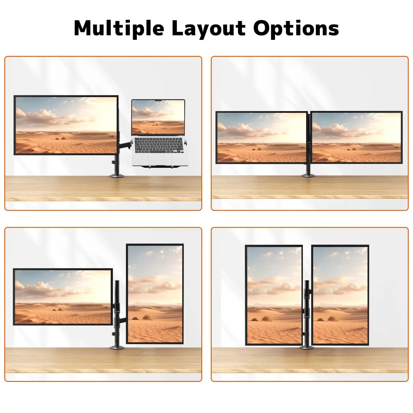 PUTORSEN Monitor Mount with Laptop Arm for 17-35 Inch Screens up to 18 Inch Notebook, VESA 75 x 75/100 x 100 mm PUTORSEN