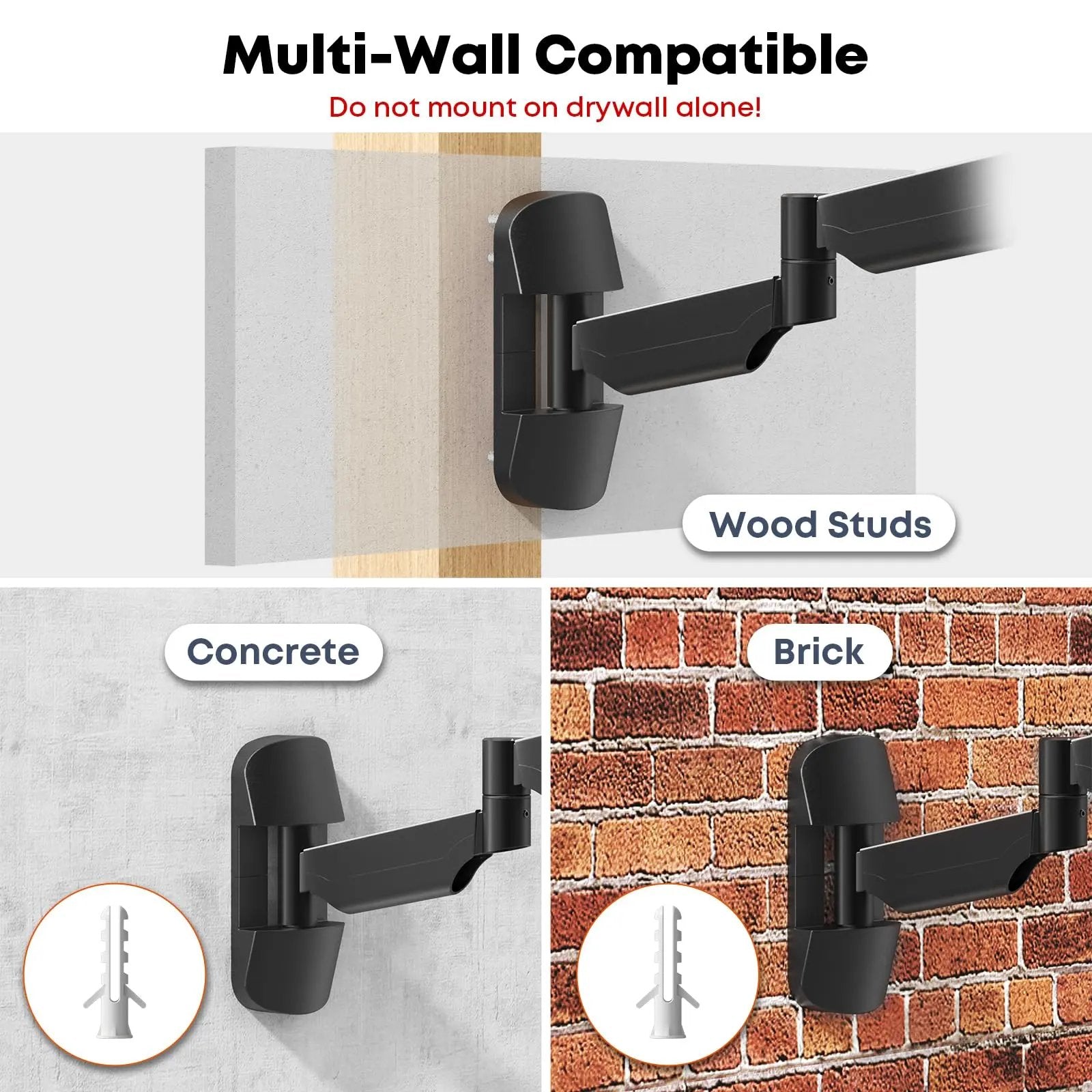 PUTORSEN Monitor Wall Mount for 17-32 inch - Extra Long Single Wall Mounted Monitor Arm, Fully Adjustable Vesa Wall Bracket PUTORSEN