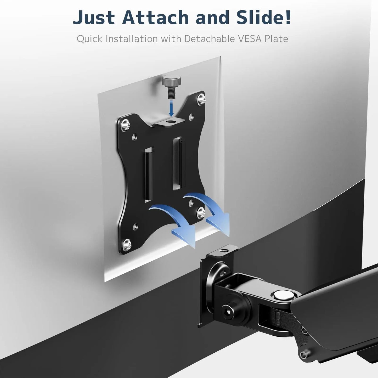 PUTORSEN Monitor Wall Mount for PC Monitor - For 17 to 32 Inch Screens, Height Adjustable Single Arm Swivel and 360° Rotatable Gas Spring Arm, Max. 9 kg PUTORSEN