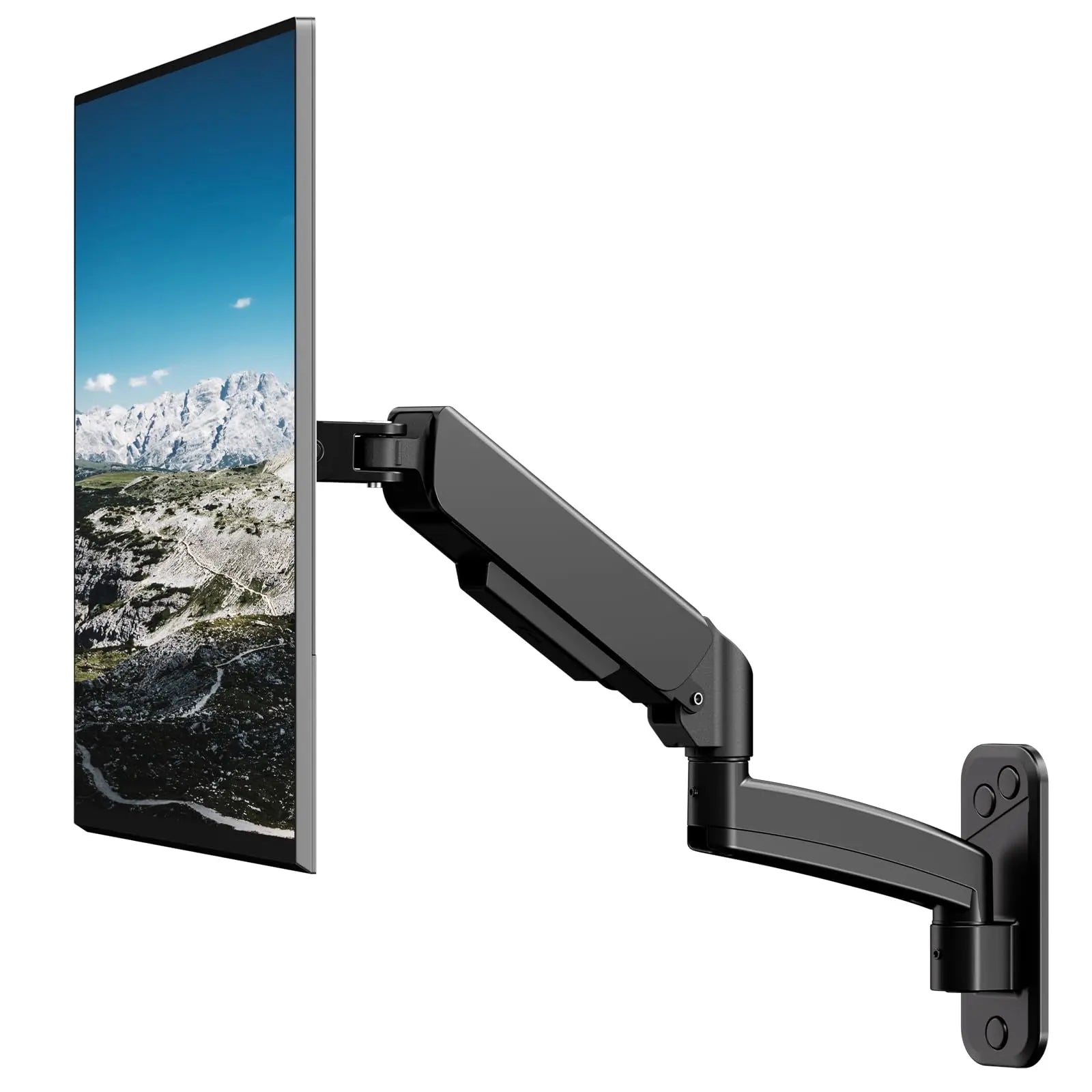 PUTORSEN Monitor Wall Mount for PC Monitor - For 17 to 32 Inch Screens, Height Adjustable Single Arm Swivel and 360° Rotatable Gas Spring Arm, Max. 9 kg PUTORSEN