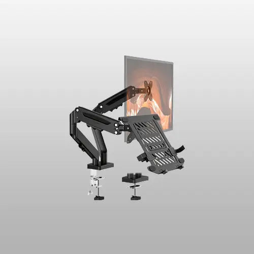PUTORSEN Monitor and Laptop Arm for Max 32” Monitor and 17” Laptop, with Adjustable Laptop Tray, 19.8lbs per arm, VESA 75/100 mm PUTORSEN