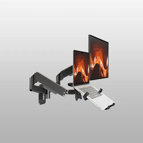 PUTORSEN Monitor and Laptop Wall-Mount - Full Motion 2-in-1 Monitor Arm Fits Max 32" Screen and 18" Laptop, Holds up to19.8lbs, VESA 75x75/100x100 PUTORSEN