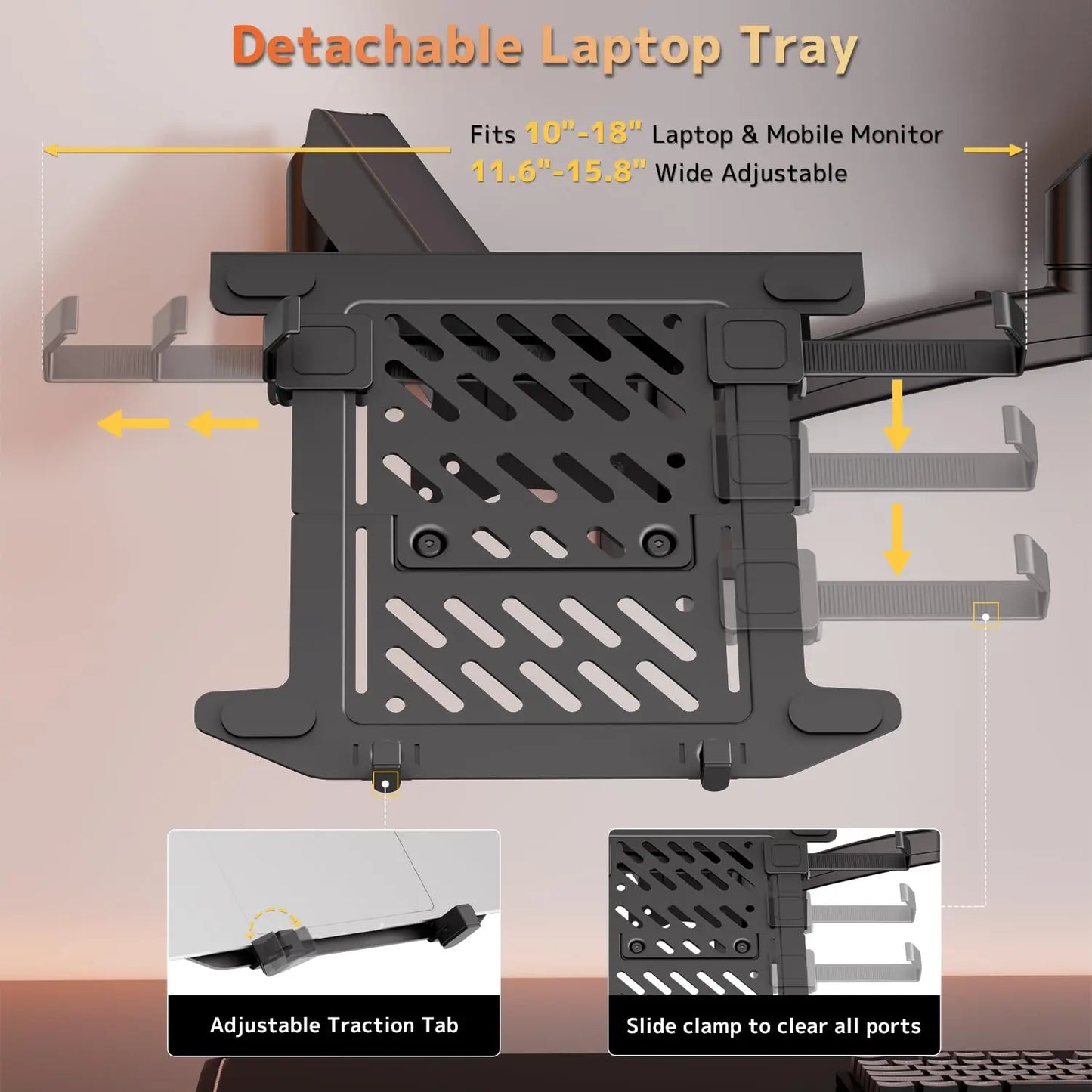 PUTORSEN Monitor and Laptop Wall-Mount - Full Motion 2-in-1 Monitor Arm Fits Max 32" Screen and 18" Laptop, Holds up to19.8lbs, VESA 75x75/100x100 PUTORSEN