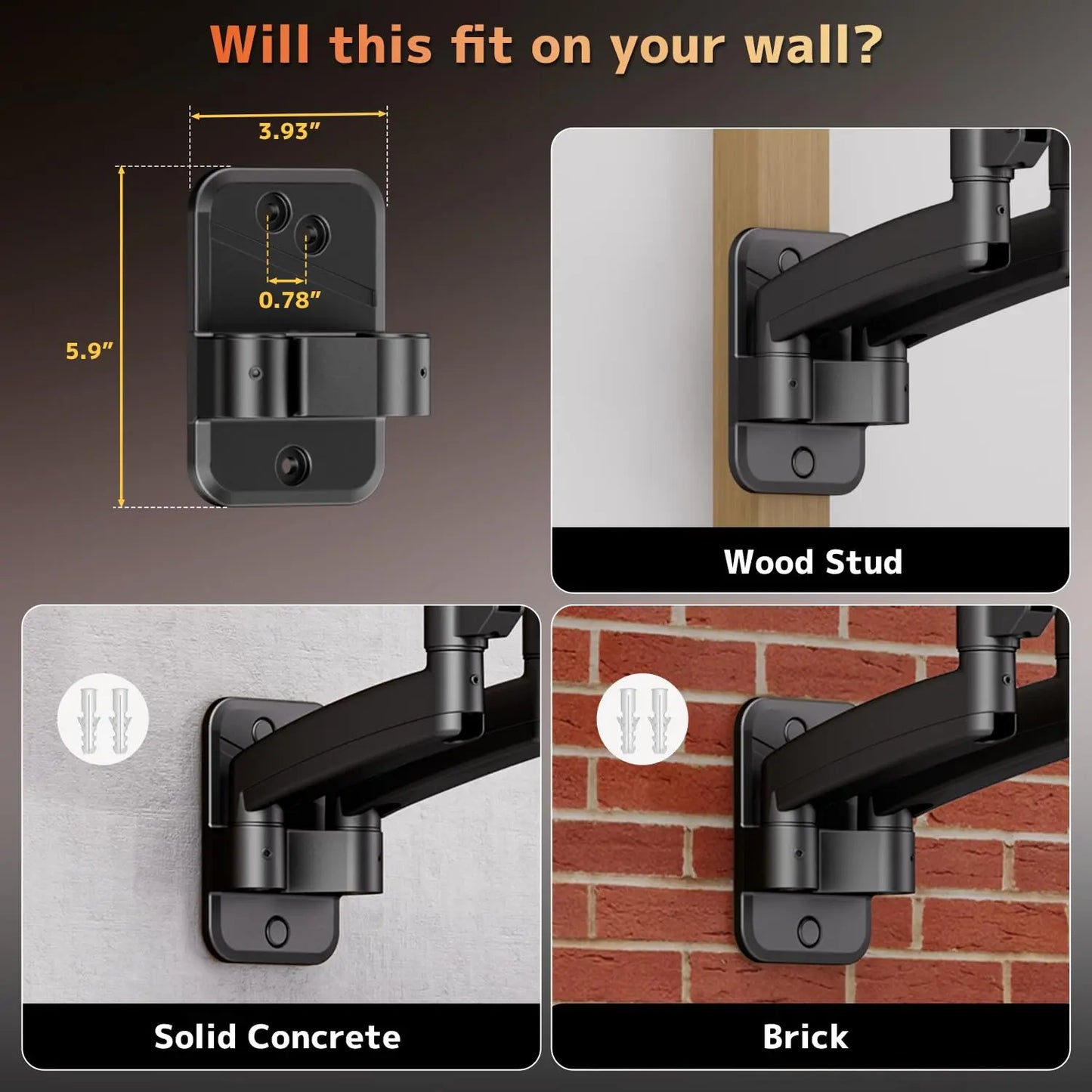 PUTORSEN Monitor and Laptop Wall-Mount - Full Motion 2-in-1 Monitor Arm Fits Max 32" Screen and 18" Laptop, Holds up to19.8lbs, VESA 75x75/100x100 PUTORSEN