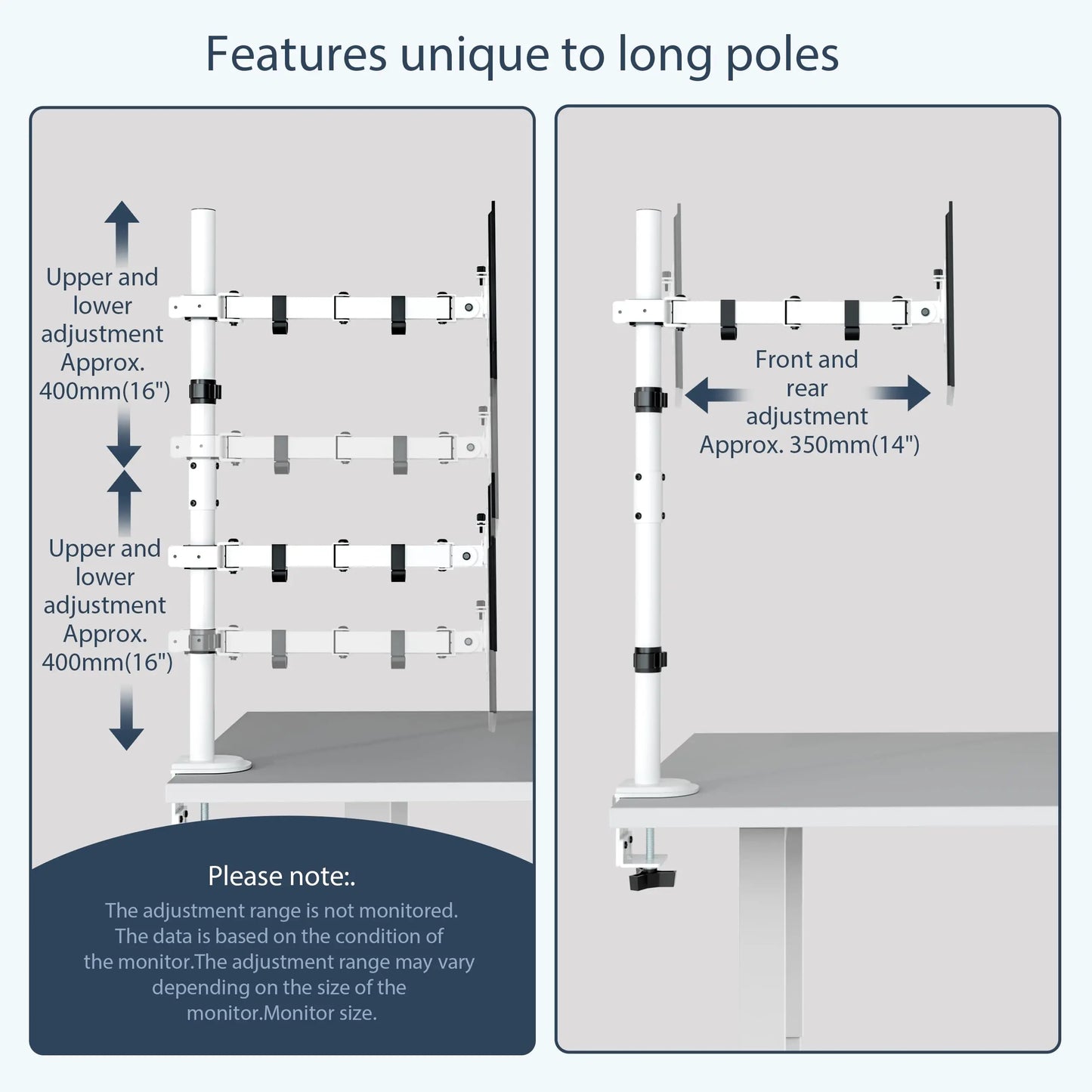 PUTORSEN Monitor mount 2 monitors Vertical (80cm pole) pole height-adjustable for 17"-32" inch screens PUTORSEN