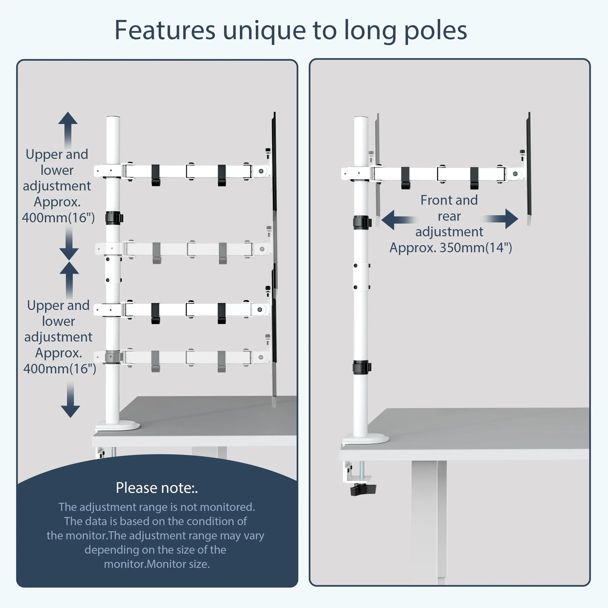 PUTORSEN Monitor mount 2 monitors Vertical (80cm pole) pole height-adjustable for 17"-32" inch screens PUTORSEN