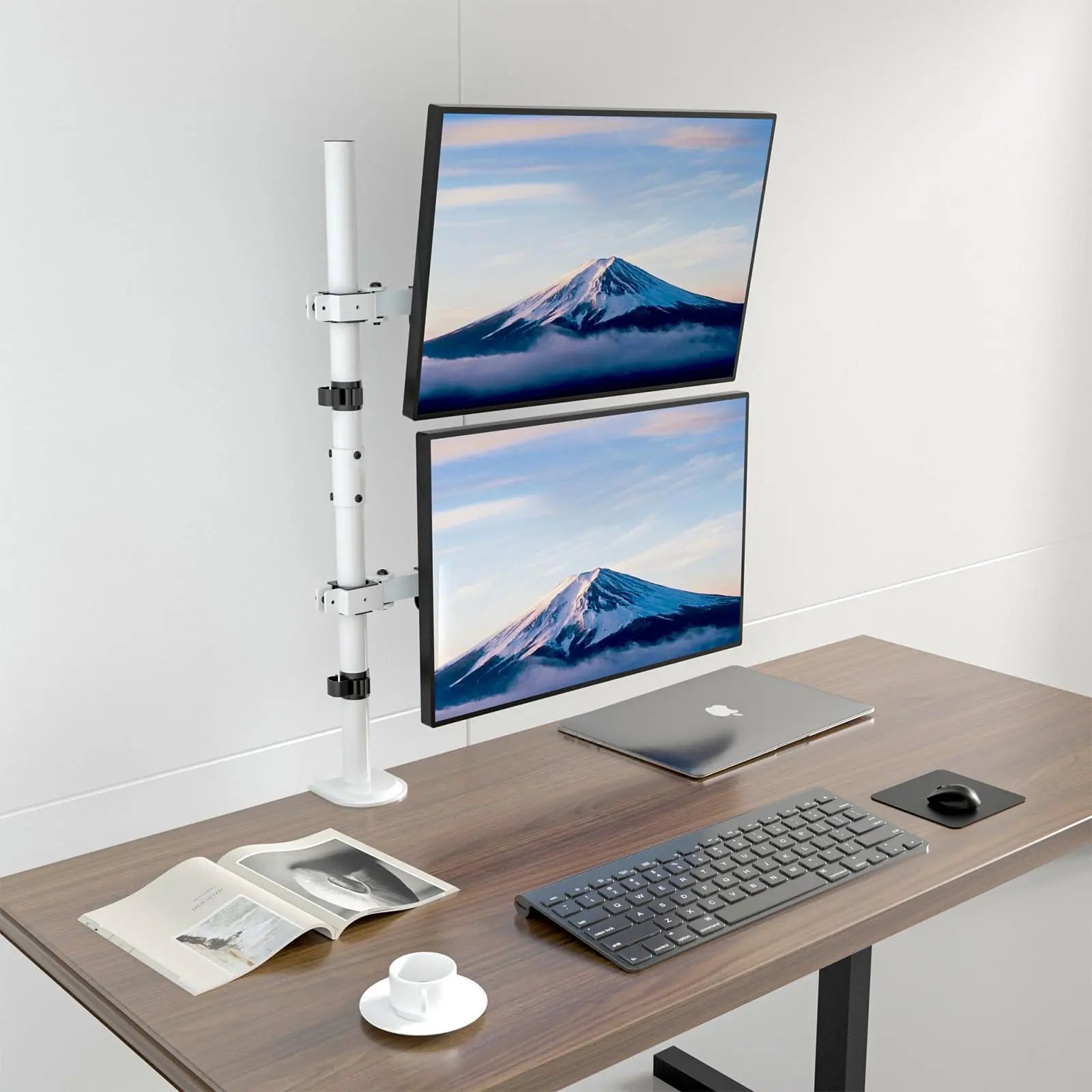 PUTORSEN Monitor mount 2 monitors Vertical (80cm pole) pole height-adjustable for 17"-32" inch screens PUTORSEN