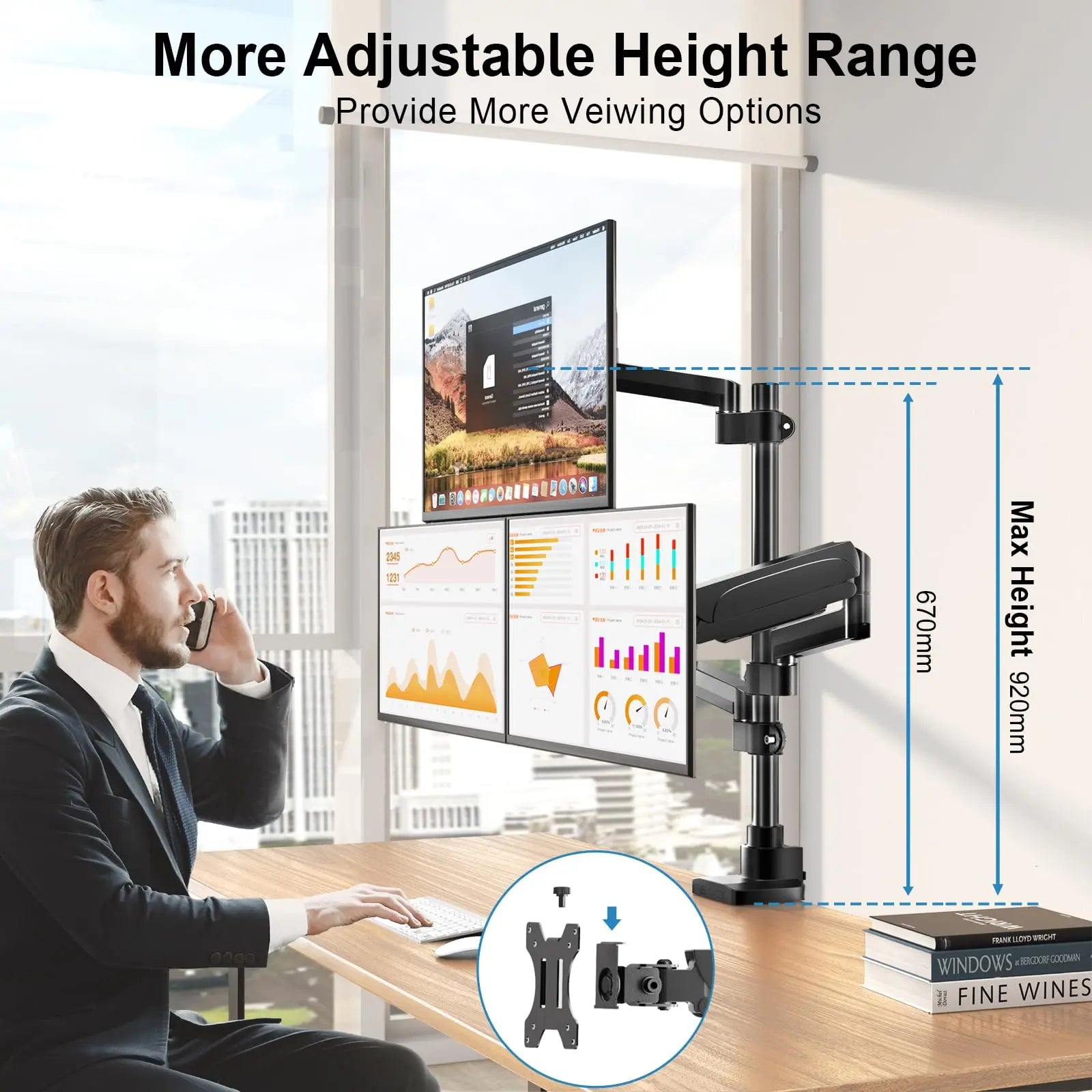 PUTORSEN Monitor stand for 3 monitors for 17-32 inch screen PUTORSEN
