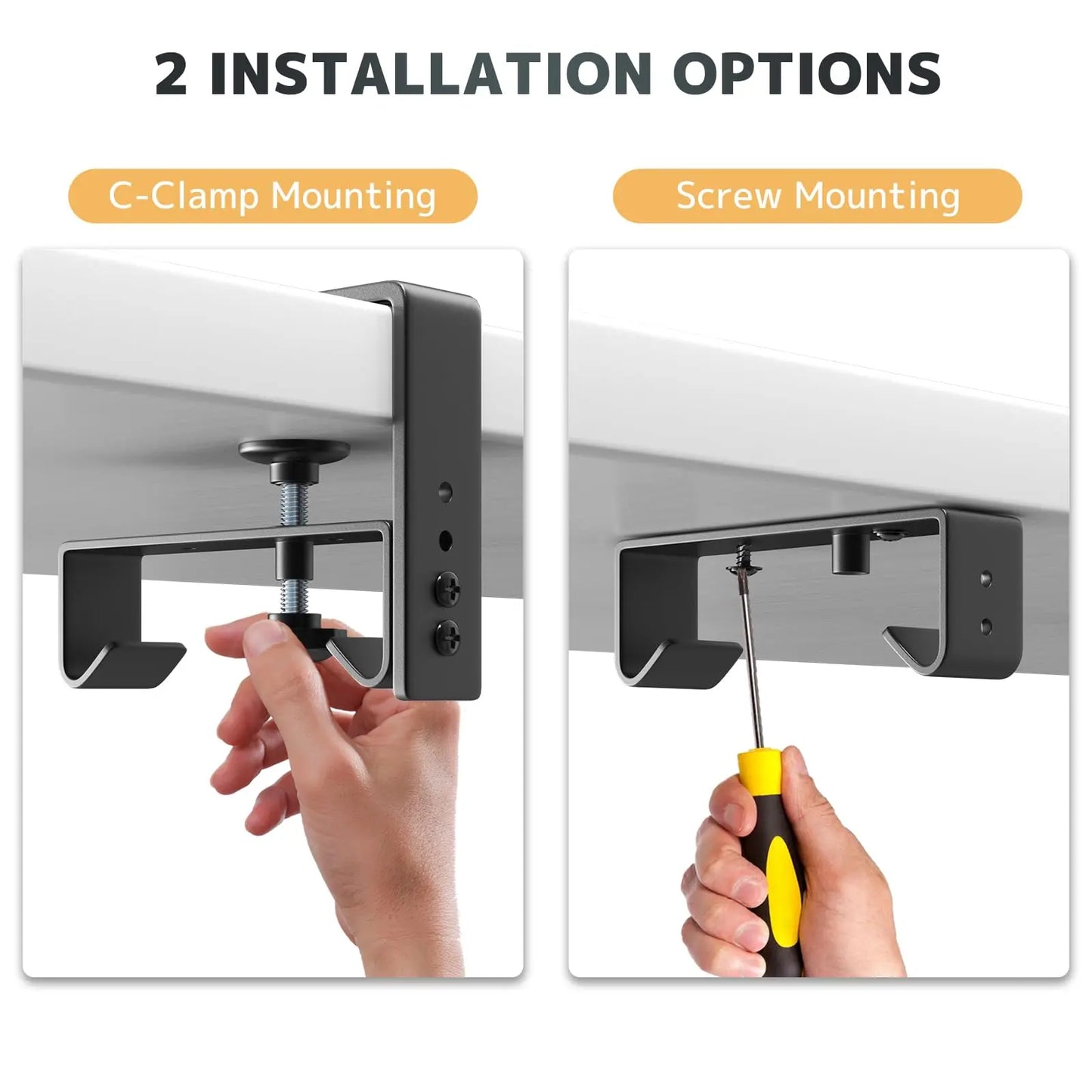 PUTORSEN No Drill Under Desk Cable Management Tray - 36" Clamp/Screw Desk Cord Management, Premium Fabric Cable Racyway for Office & Home PUTORSEN