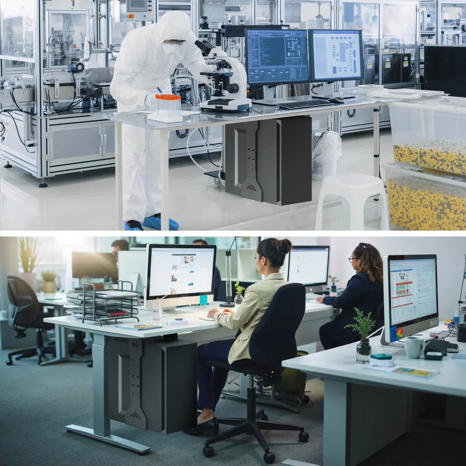 PUTORSEN PC Halterung unter Schreibtisch, Maximale Breite bis zu 340 mm, bis zu 35 kg Tragfähigkeit, PC Untertisch Halterung mit Schutzpolster PUTORSEN