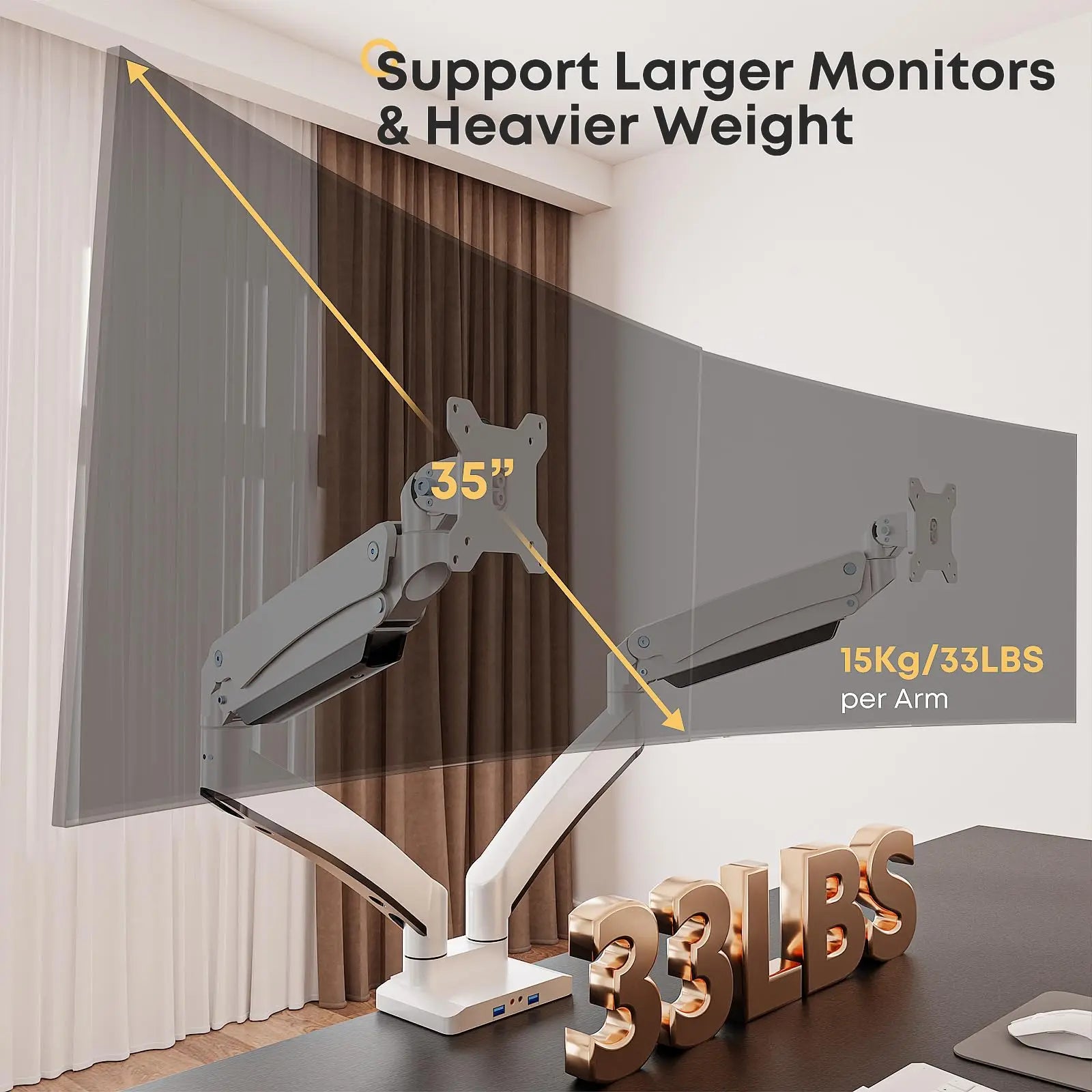 PUTORSEN Premium Heavy Duty Dual Monitor Mount for Most 17 to 35 Inch Screens（副本） PUTORSEN