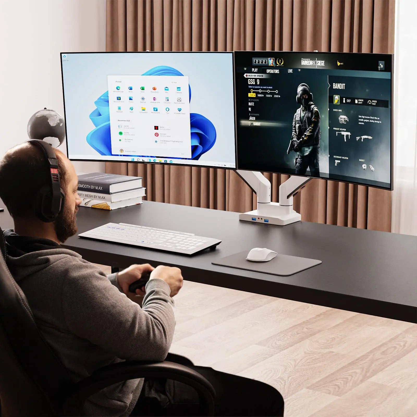 PUTORSEN Premium Heavy Duty Dual Monitor Mount for Most 17 to 35 Inch Screens（副本） PUTORSEN