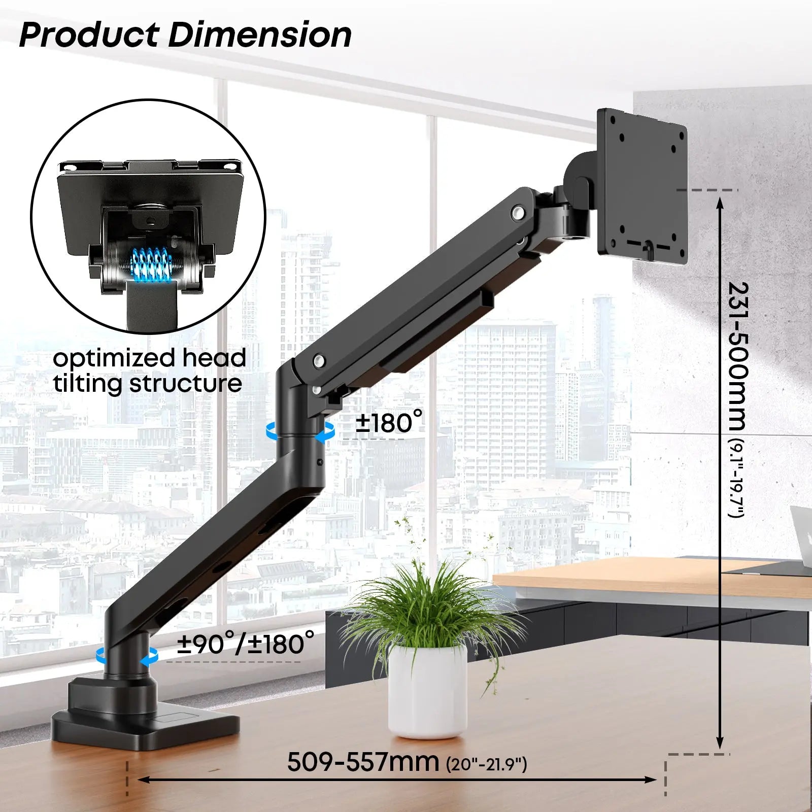 PUTORSEN Premium Heavy Duty Monitor Arm for 17 to 49 inch Screens up to 44lbs, Fully Adjustable Ultrawide Single Clamp-on Desk Mount Stand PUTORSEN