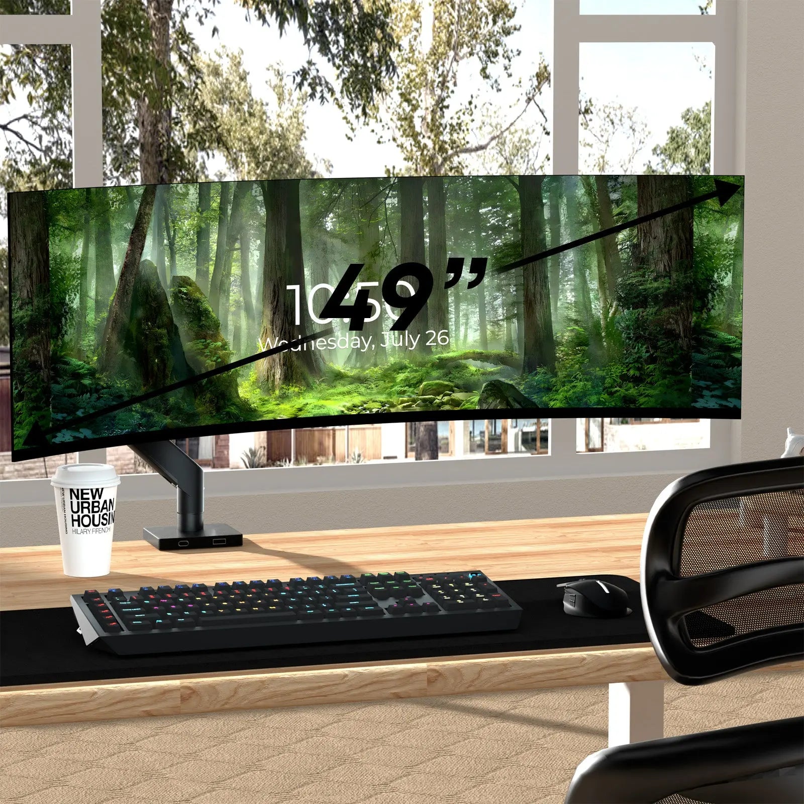 PUTORSEN Premium Ultrawide Single Monitor Arm, for Most 17-49 inch Screens Holds up to 44lbs PUTORSEN