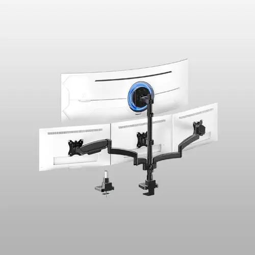 PUTORSEN Quad Monitor Mount for up to 49’’ Ultrawide on Top Bracket and 27’’ Screens on Lower Brackets, Holds up to 44lbs PUTORSEN