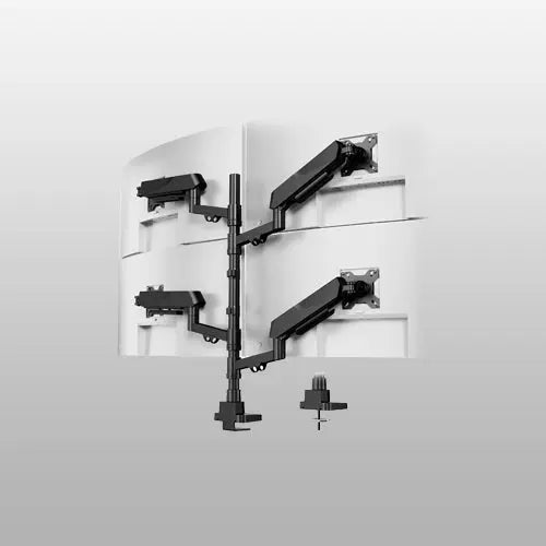PUTORSEN Quad Monitor Stand, Gas Spring Monitor Mount for 17–40 Inch Screens, 4-Arm Fully Adjustable Stacked Mount, Each Arm Supports up to 35 lbs, Tilt & Swivel, Black PUTORSEN