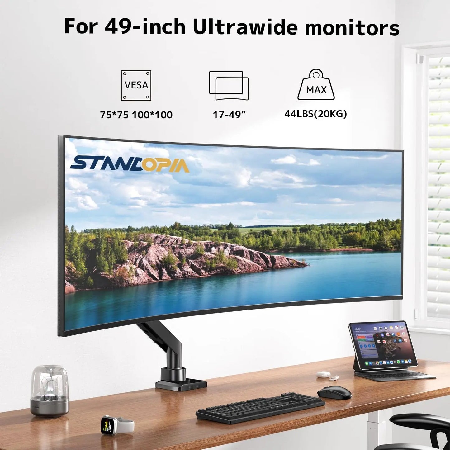 PUTORSEN Single Monitor Arm Heavy-Duty for 17-49 inch Screen - Supports Up to 44 lbs,Ultrawide Full Motion Monitor Arm Desk Mount for Office & Gaming, Black PUTORSEN