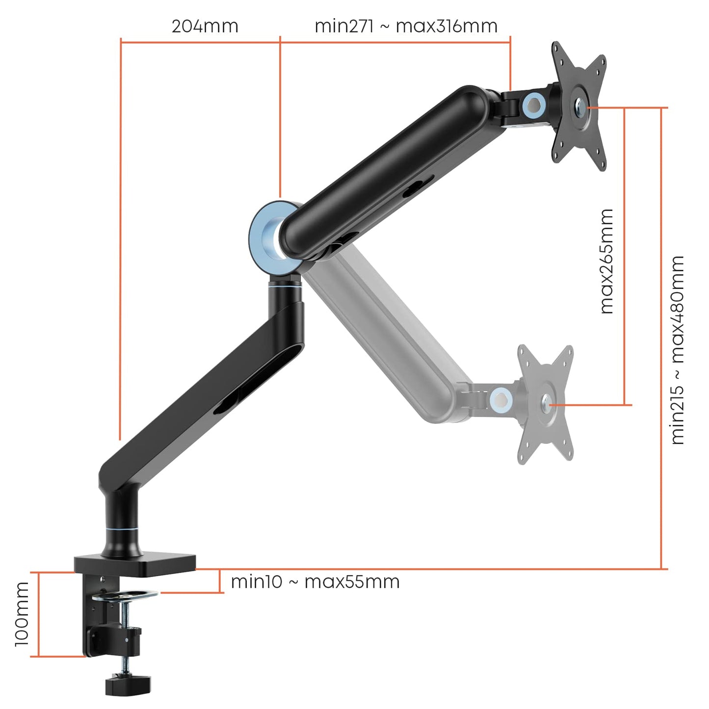 PUTORSEN Single Monitor Arm Mount PUTORSEN