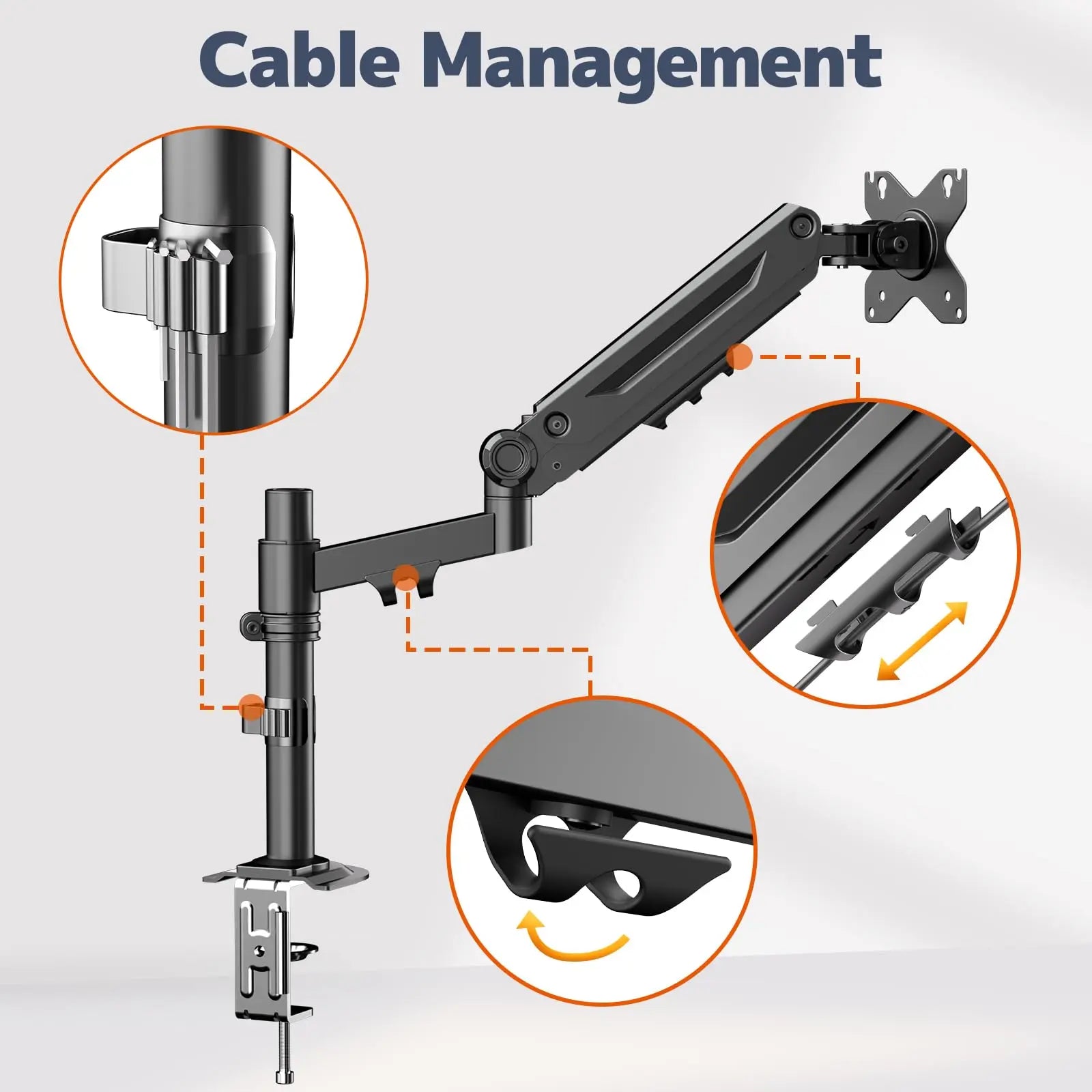 PUTORSEN Single Monitor Arm - PUTORSEN Monitor Arm for 13 to 40 inch Screens - Up to 26.4 lbs, Maximize Desk Space Pole Stand, VESA 75/100mm PUTORSEN