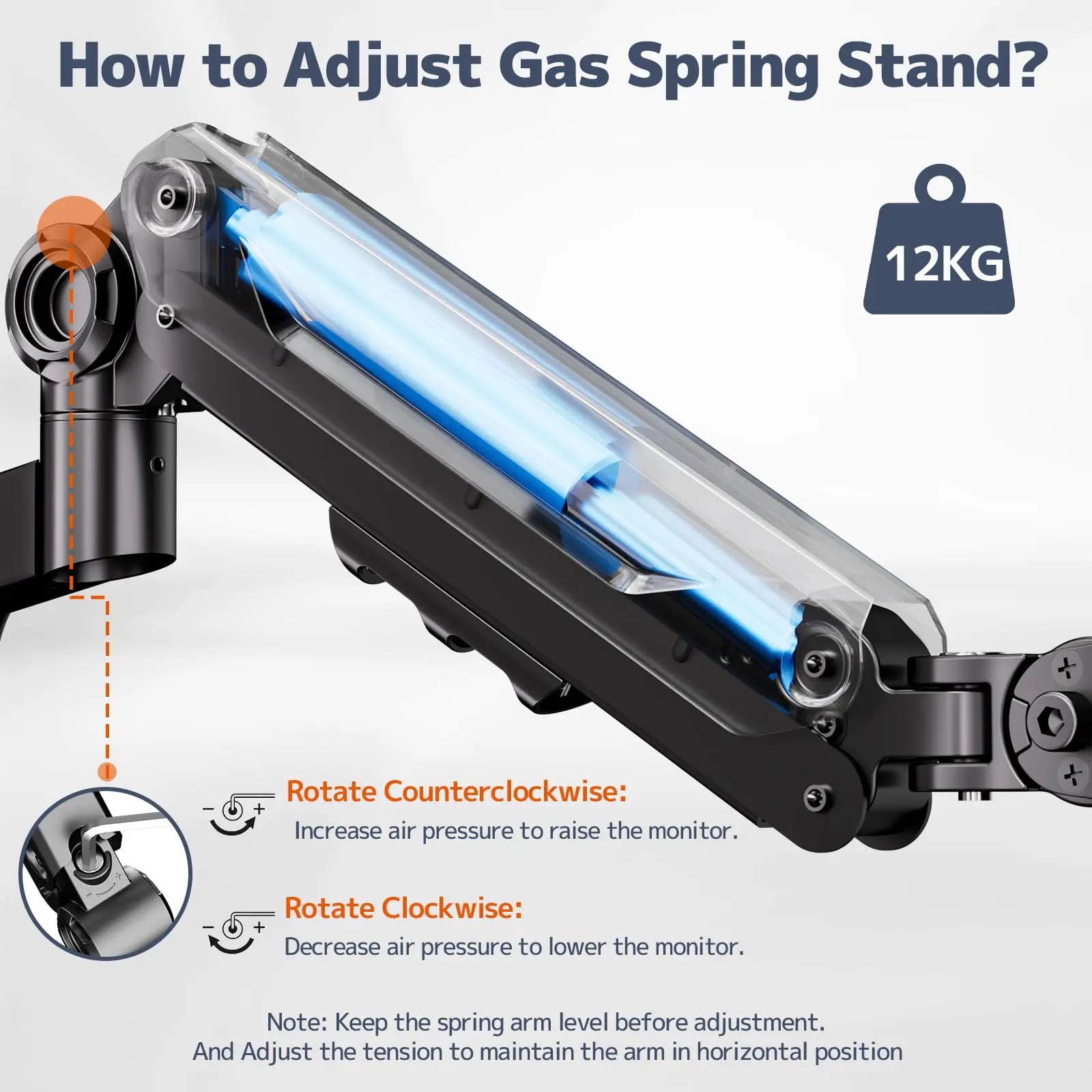 PUTORSEN Single Monitor Arm - PUTORSEN Monitor Arm for 13 to 40 inch Screens - Up to 26.4 lbs, Maximize Desk Space Pole Stand, VESA 75/100mm PUTORSEN