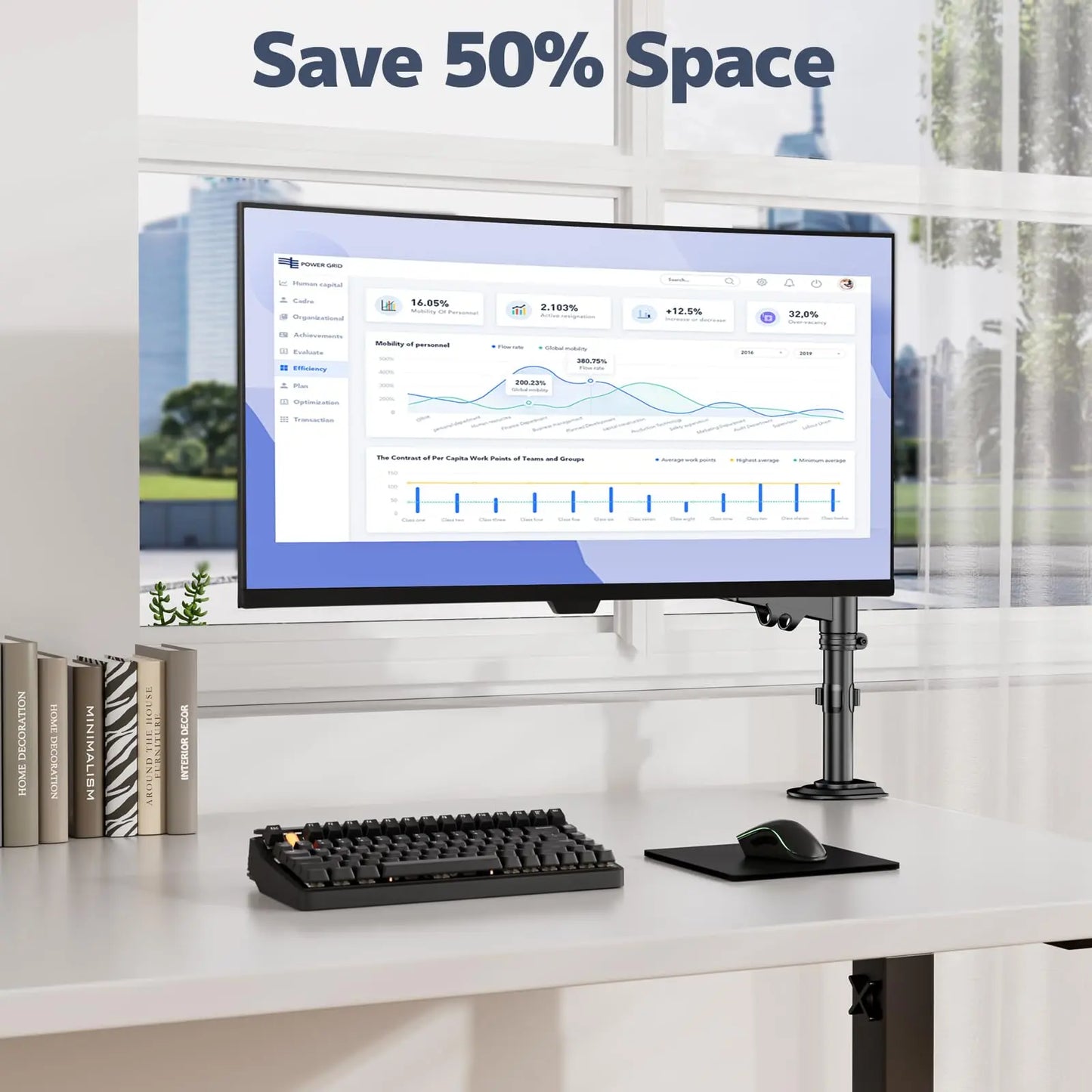 PUTORSEN Single Monitor Arm - PUTORSEN Monitor Arm for 13 to 40 inch Screens - Up to 26.4 lbs, Maximize Desk Space Pole Stand, VESA 75/100mm PUTORSEN