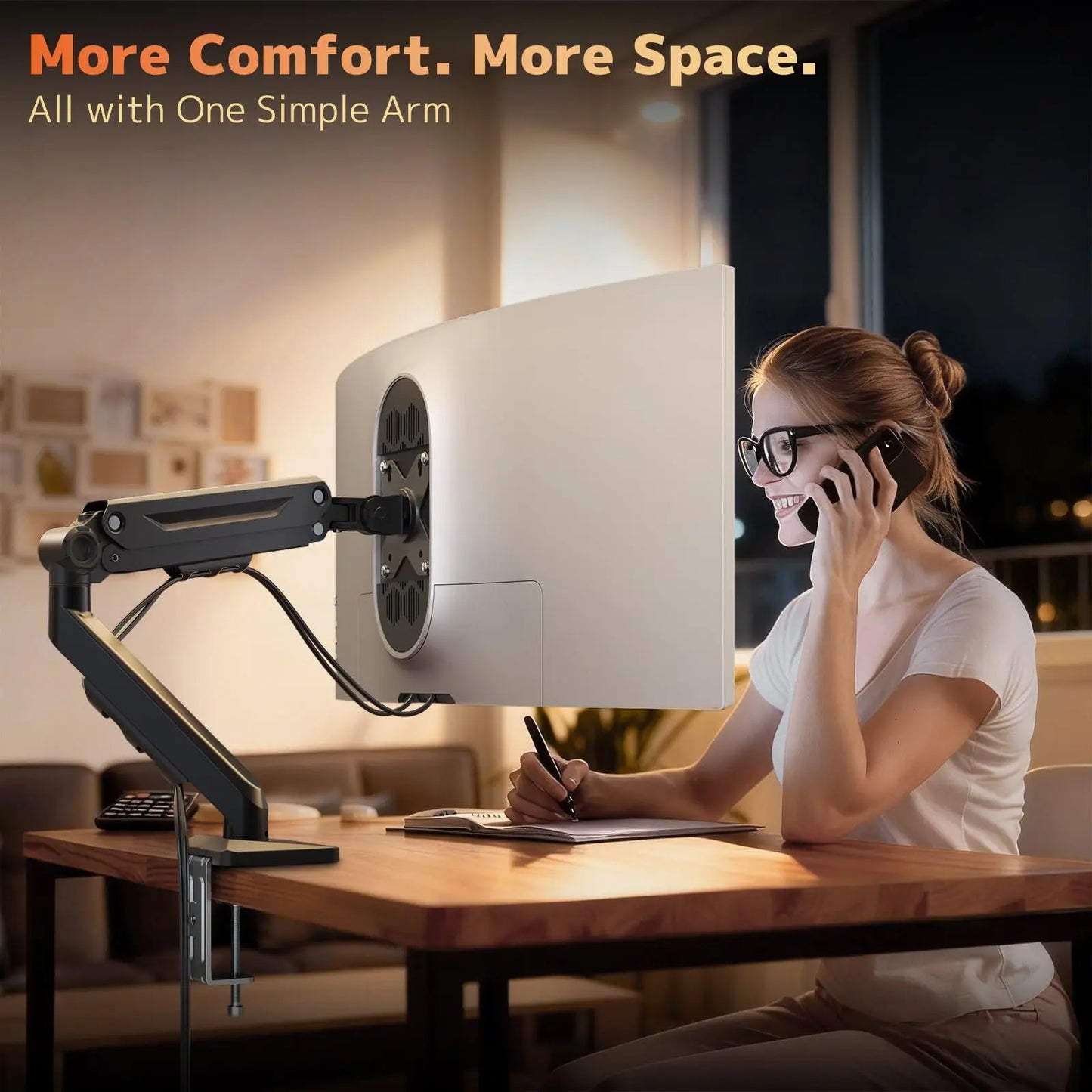 PUTORSEN Single Monitor-Arm for 17-40-Inch Screens - Heavy Duty Gas Spring Adjustable Desk Mount for Flat & Curved Monitors PUTORSEN