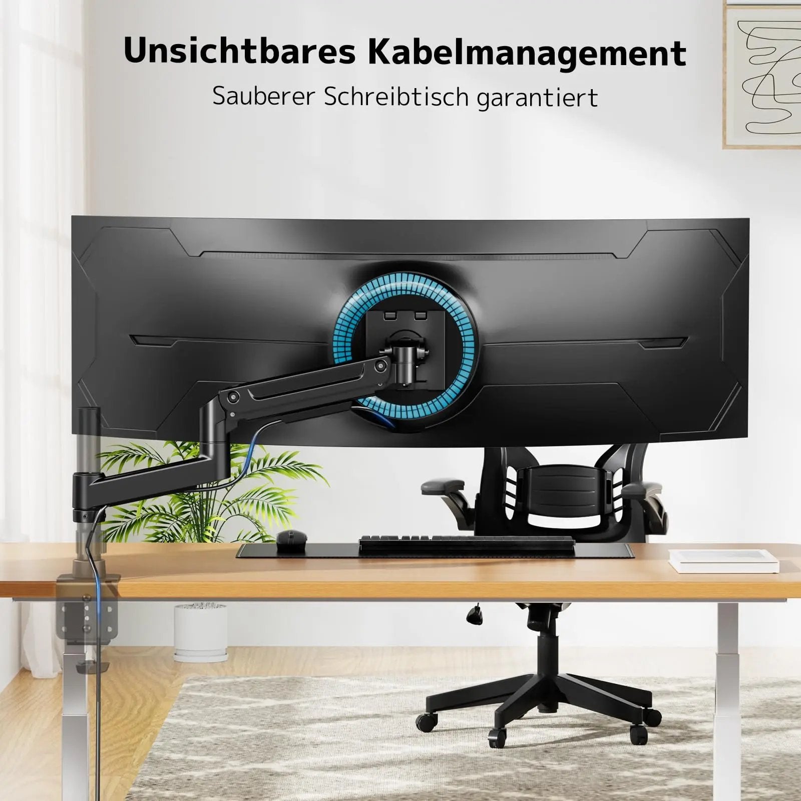 PUTORSEN Single Monitor Mount for 17-49 Inch Flat & Curved Screens, Gas Spring Arm Accessory, Swivel and Tilt, Individual Gas Spring Arm Components (Without Pole and Base), Max 20 kg, VESA 75x75/100x100mm PUTORSEN