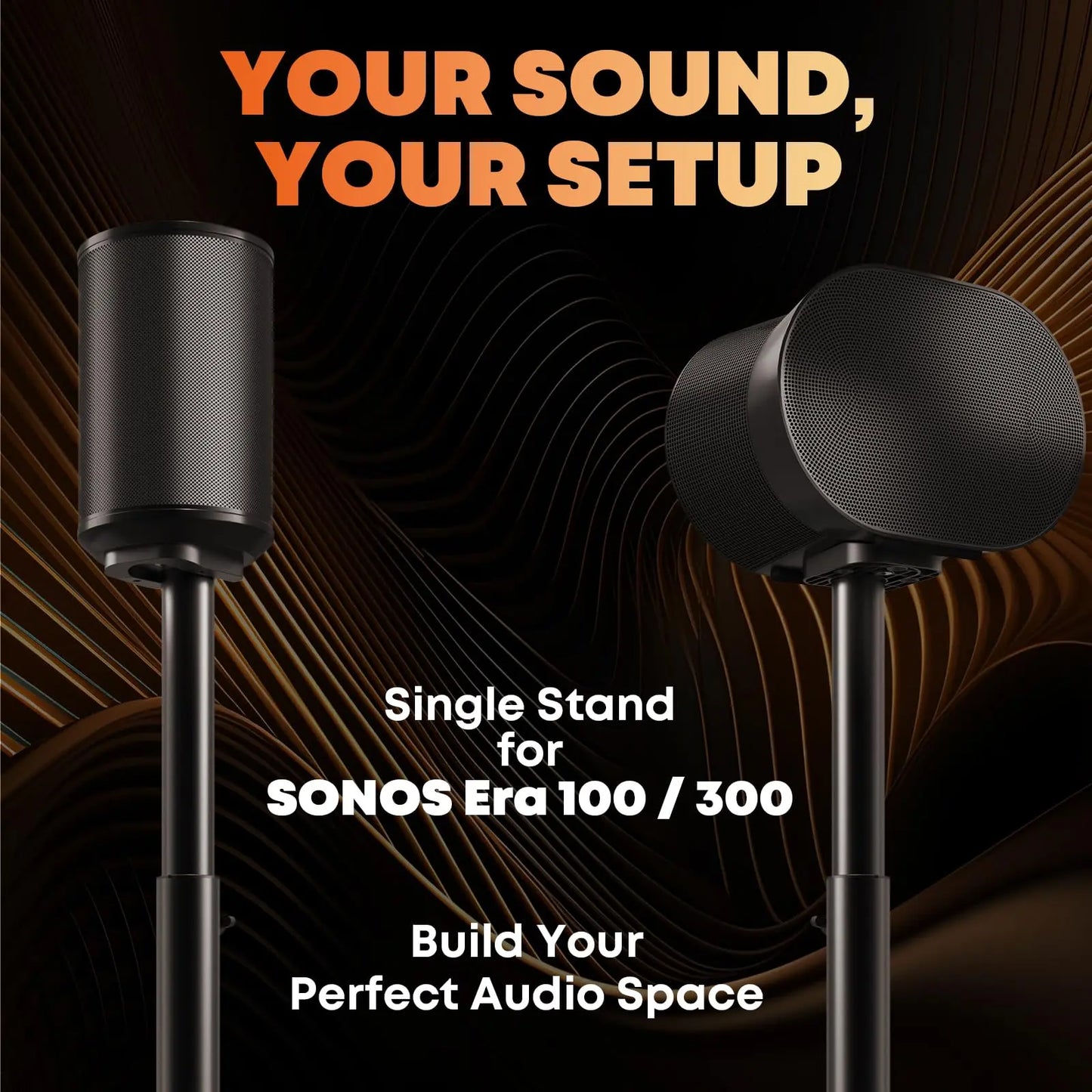 PUTORSEN Single Speaker Stand Compatible with Sonos Era-100 & Era-300 - Height Adjustable Floor Stands 29.1''–39'', Two Base Holes for Space-Saving Placement, Max Load 11 Lbs PUTORSEN