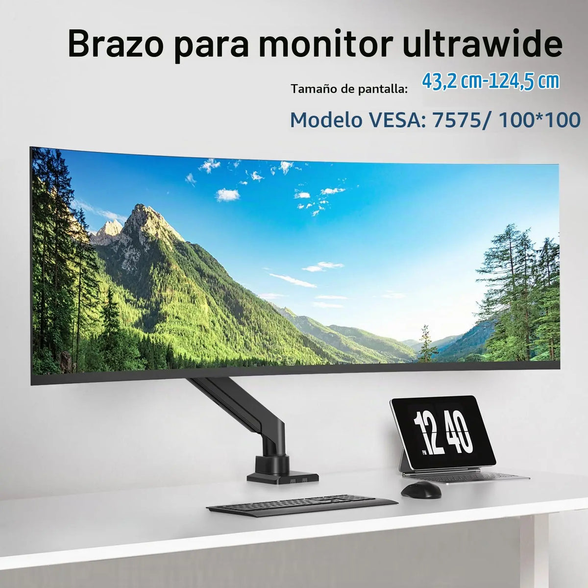 PUTORSEN Soporte para Monitor de 17 a 49 Pulgadas, soporte de aluminio para pantallas planas o curvas, admite hasta 20 kg, compatible con VESA 75 × 75/100 × 100 mm PUTORSEN