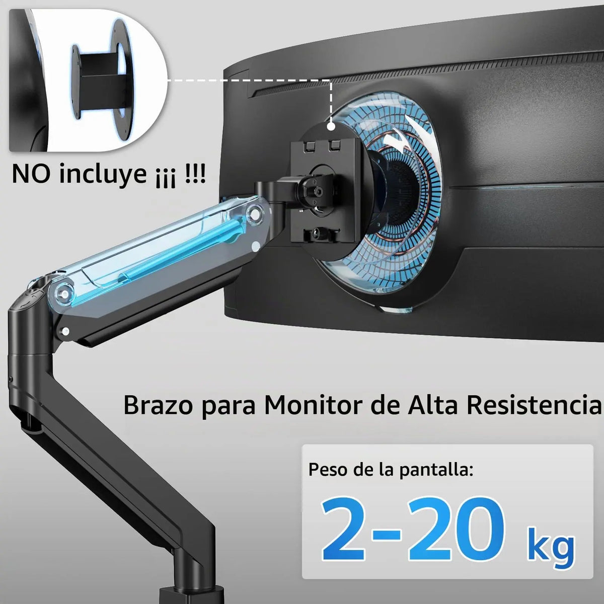 PUTORSEN Soporte para Monitor de 17 a 49 Pulgadas, soporte de aluminio para pantallas planas o curvas, admite hasta 20 kg, compatible con VESA 75 × 75/100 × 100 mm PUTORSEN