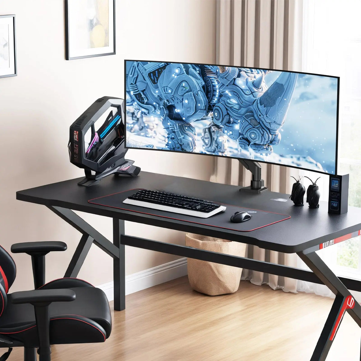 PUTORSEN Soporte para Monitor de 17 a 49 Pulgadas, soporte de aluminio para pantallas planas o curvas, admite hasta 20 kg, compatible con VESA 75 × 75/100 × 100 mm PUTORSEN