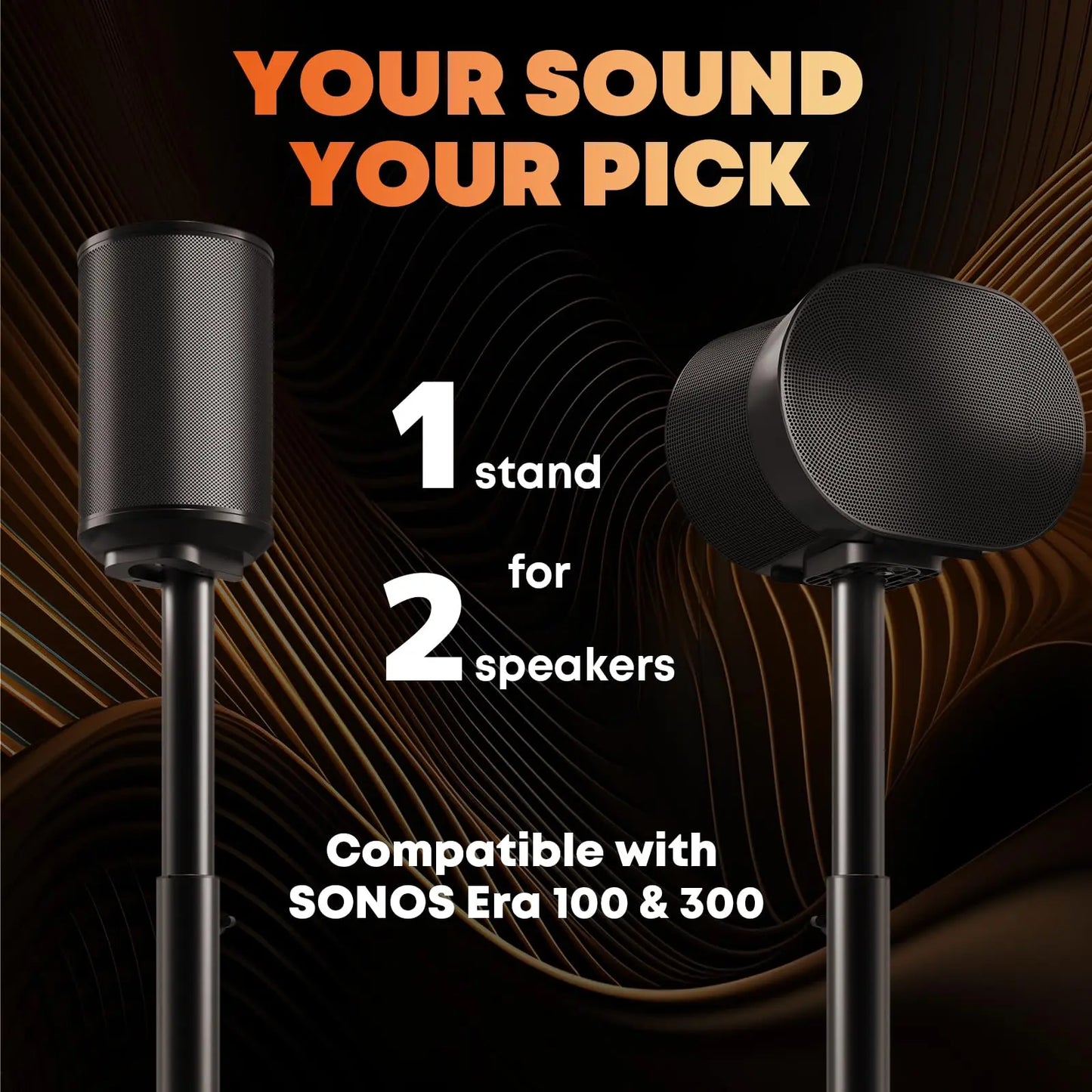 PUTORSEN Speaker Stands for Sonos Era-100 & Era-300 - Height Adjustable Floor Stands 29.1''–39'', Dual-Mount Base for Space-Saving Placement, Concealed Cable Management, 1 Pair PUTORSEN