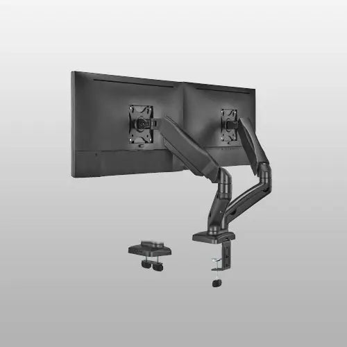PUTORSEN Supporto per monitor 2 monitor per schermi piatti e curvi da 17-32 pollici, supporto per schermo 2 monitor regolabile in altezza, 9 kg/braccio, inclinazione e rotazione, VESA 75/100 mm PUTORSEN