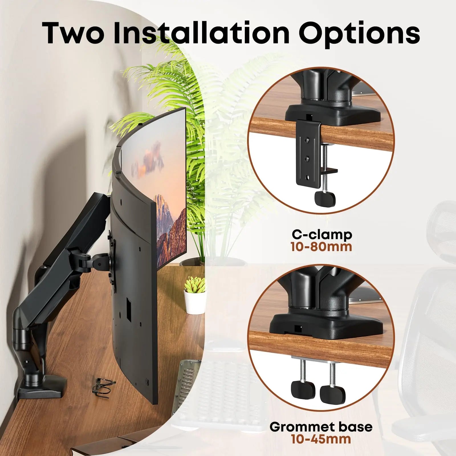 PUTORSEN Supporto per monitor 2 monitor per schermi piatti e curvi da 17-32 pollici, supporto per schermo 2 monitor regolabile in altezza, 9 kg/braccio, inclinazione e rotazione, VESA 75/100 mm PUTORSEN