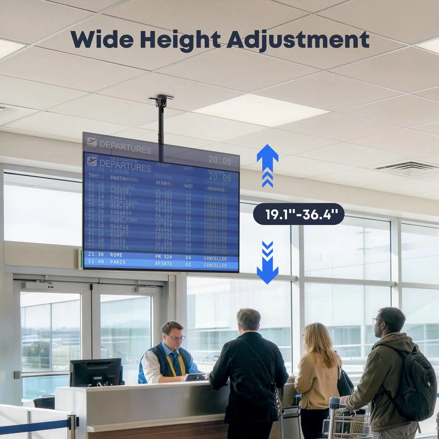 PUTORSEN TV Ceiling Mount for Most 43-86 inch TV up to 132lbs, Max VESA 600x400mm PUTORSEN