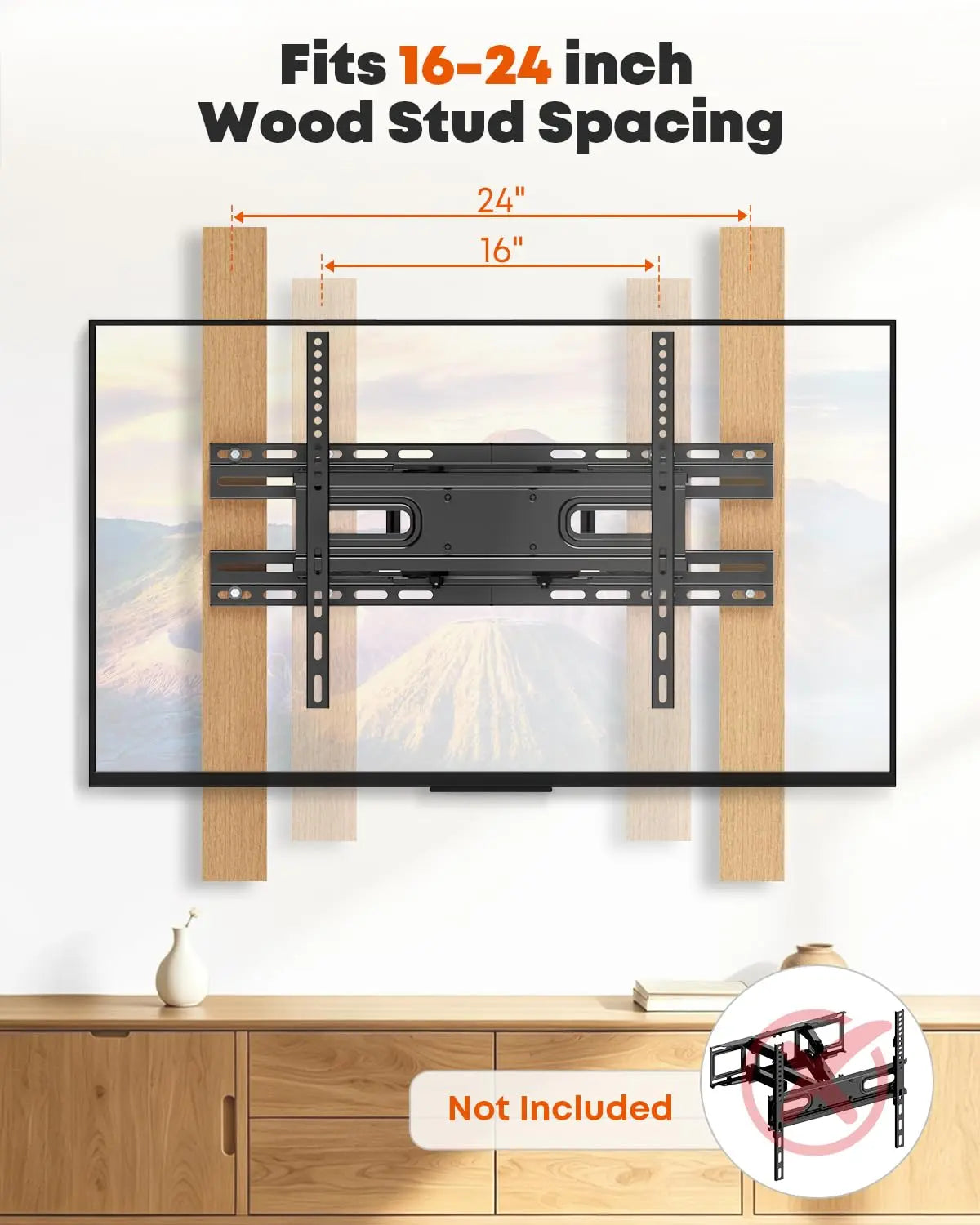 PUTORSEN TV Wall Mount Extension Bracket - Fits 16-24" Wooden Stands, Supports 70kg, Easy Centering, Universal Adapter Plate, Hardware Included PUTORSEN