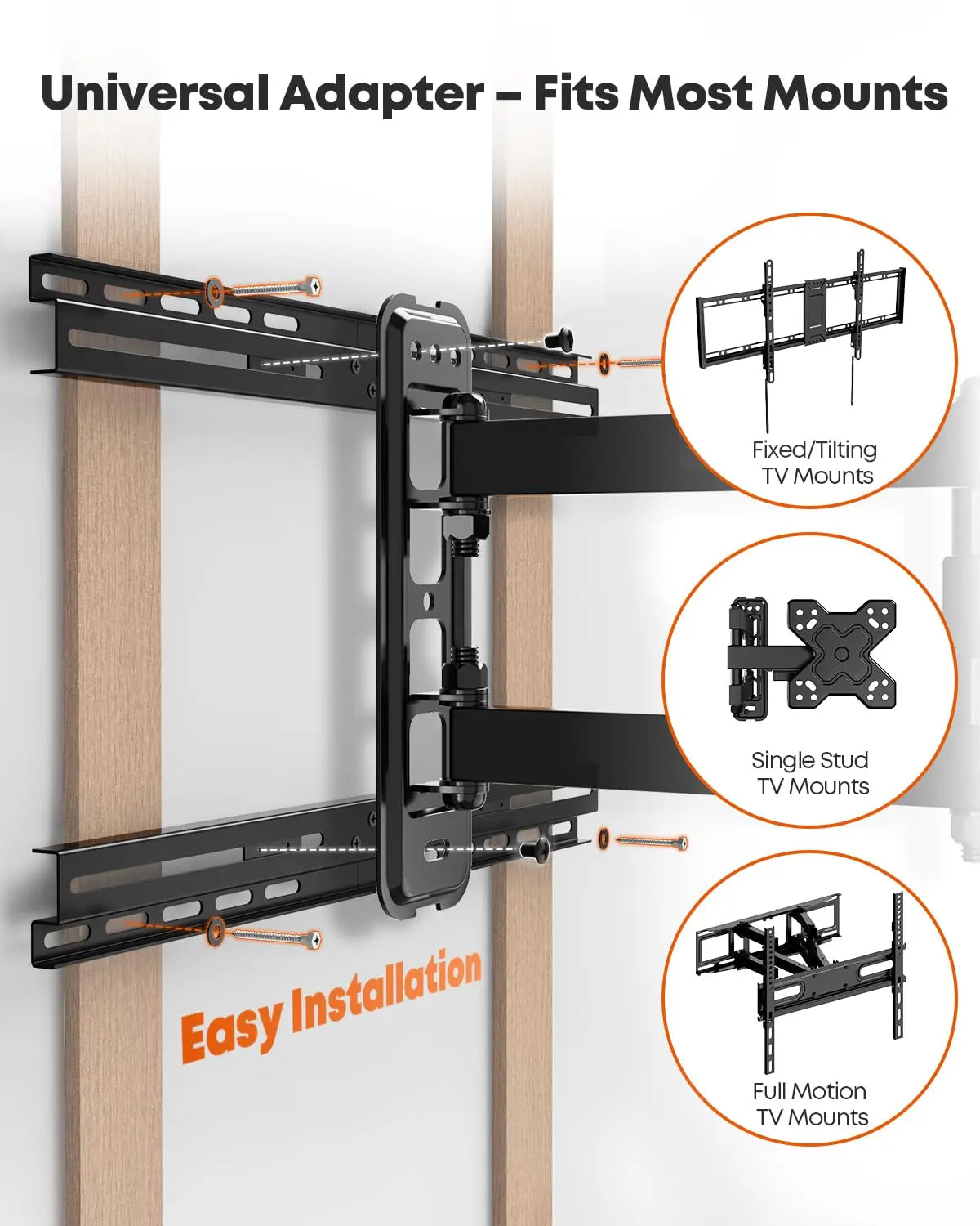 PUTORSEN TV Wall Mount Extension Bracket - Fits 16-24" Wooden Stands, Supports 70kg, Easy Centering, Universal Adapter Plate, Hardware Included PUTORSEN
