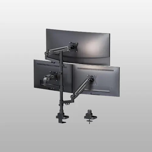 PUTORSEN Triple Monitor Mount for 17-35-inch Screens - Heavy Duty Triple Monitor Arm Desk Mount for Ultrawide Monitors, Fully Adjustment, Max Load 12KG per Screen, Black PUTORSEN