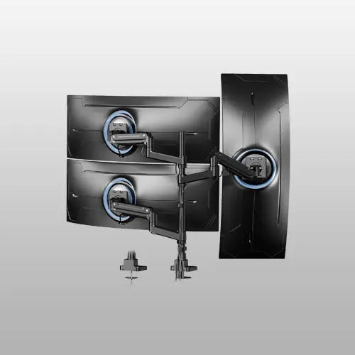 PUTORSEN Triple Monitor Mount for 17-49-inch Screens - Heavy Duty Triple Monitor Arm Desk Mount for Ultrawide Monitors, Fully Adjustment, Max Load 20KG per Screen, VESA 75x75 / 100x100 mm PUTORSEN