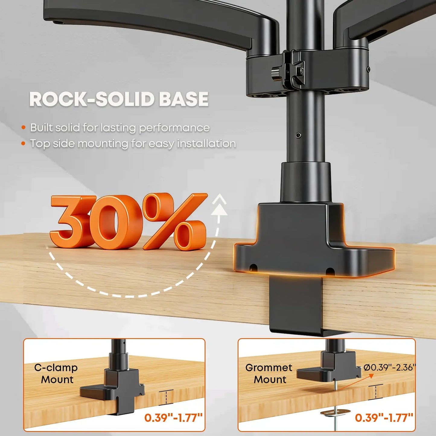 PUTORSEN Triple Monitor Mount for 17 to 32 inch Screens, Fully Adjustable 3 Monitor Stand with Heavy Duty Clamp and Grommet Mounting, 22 lbs per Arm PUTORSEN