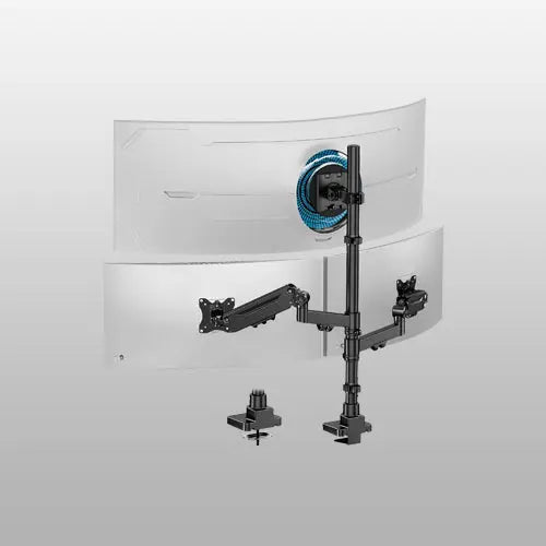 PUTORSEN Triple Monitor Mount up to 49 inches, Fully Adjustable Heavy Duty 3 Monitor Arm with Gas Spring, Desk Mount for 3 Screens, C-Clamp & Grommet Base, Holds 44 lbs PUTORSEN