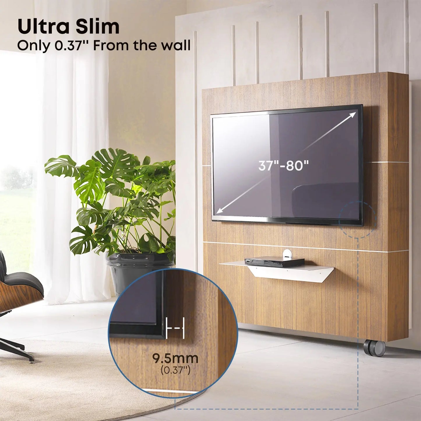 PUTORSEN Ultra Slim Wall Mount Bracket Suitable for 37-80 ” TVs PUTORSEN