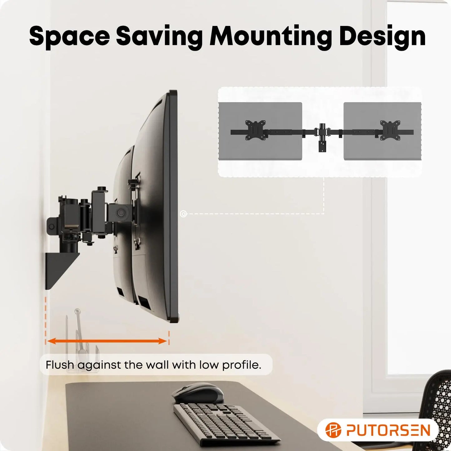 PUTORSEN Ultra Wide 24-38 Inch Dual Monitor Wall Mount PUTORSEN