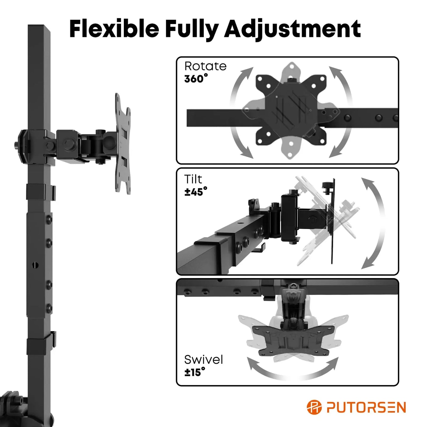 PUTORSEN Ultra Wide 24-38 Inch Dual Monitor Wall Mount PUTORSEN